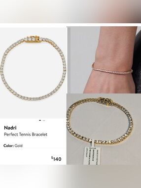 Nadri Gold Crystal Tennis Bracelet - Women Jewelry. Not Original Pack. #001